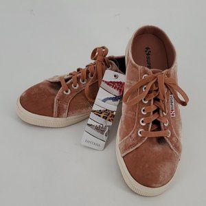 Superga Crushed Velvet Slip On Mule Sneakers Blush Pink Size 8